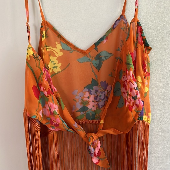 ASOS fully sheer floral crop top with long fringe - Picture 4 of 6